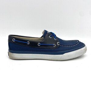 SPERRY Men's Navy Blue Black Top Sider Canvas Slip On Boat Shoes Size 11